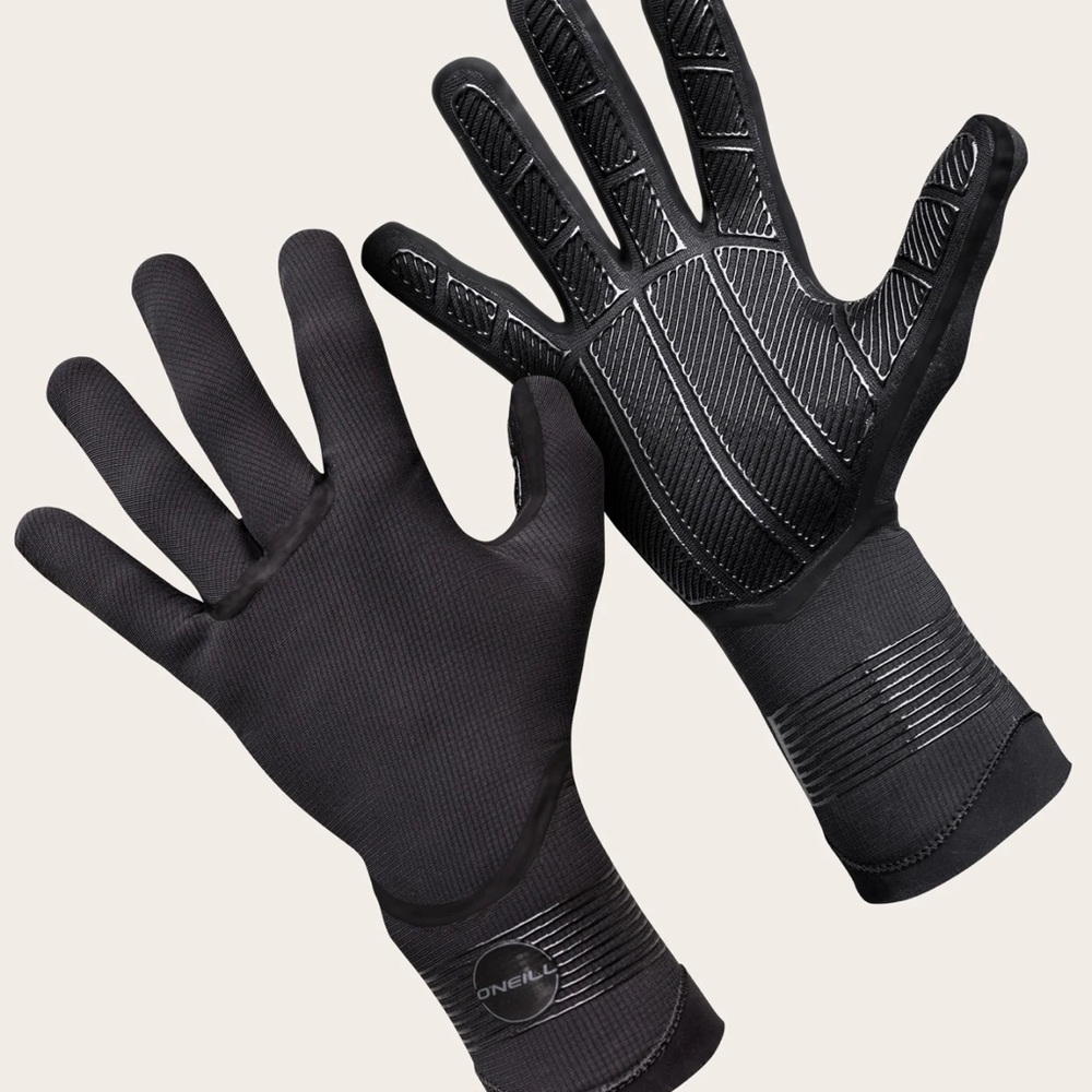 Medium O'Neill Black Surfing Water Sport Neoprene Gloves 3mm